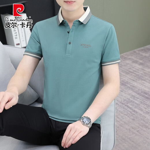 皮尔卡丹夏季短袖t恤男装潮流翻领POLO.衫纯色棉质冰丝有领T恤上衣潮 724#白色 XL (建议125-140斤)