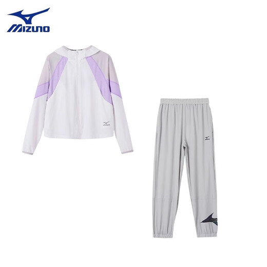Mizuno Mizuno Children's Official Authentic Children's Clothing Summer New Sunproof Jacket Mosquito-proof Pants Set Two-piece Set for Older Children White Black 160 CM (85-100Jin Jin is equal to 0.5kg)