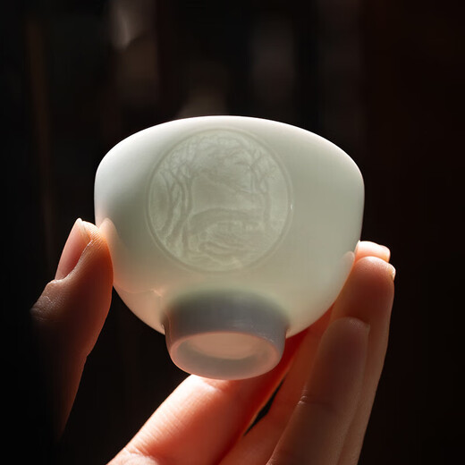 Gold inlaid jade teacher Huang Shouliang's handiwork Jingdezhen Shadow Celadon high-end Kung Fu tea set gift box Qingming Riverside Scene set