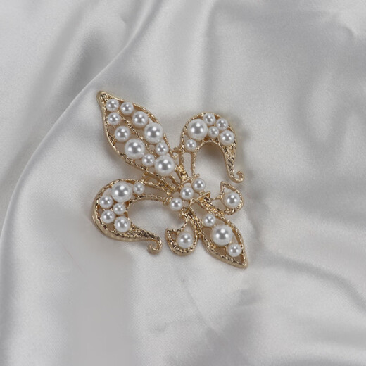 QUAMER gold store European antique jewelry poster style iris pearl brooch vintage corsage