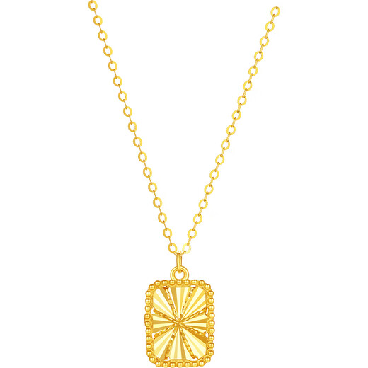 Saturday Blessing Yellow 18K Gold Necklace Geometric Square Color Gold Necklace Birthday Gift C0614876 40+5cm