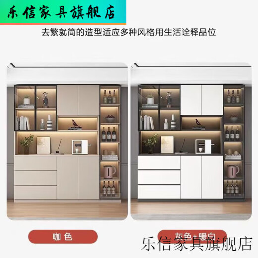 虞萌馨迪餐边柜高柜一体靠墙酒柜轻奢玻璃展示柜新款储物柜客厅置物柜 全实木 款12240*40*220