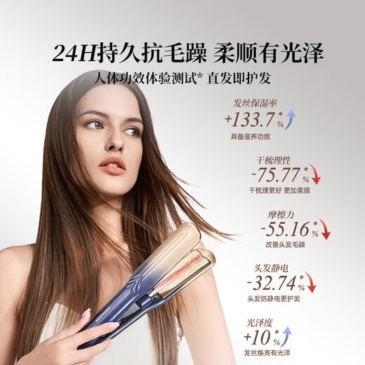 ASHMORE Matte Straight Plint Straight Hair Curling Dual-Purpose Curling Iron Pulling Hair Ironing Board Practical Gift Box for Birthday Gifts for Girlfriends, Boyfriends and Wife AS-MS01 Matte Blue 90mm