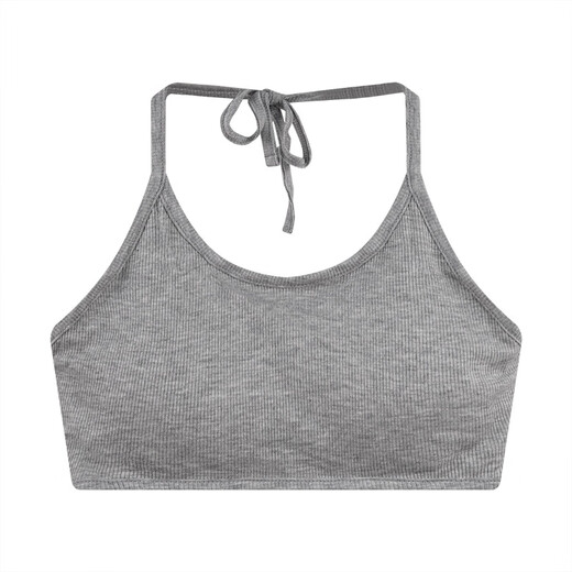 Sexy strappy halterneck hot girl's beautiful back-wrapped chest strap and padded underwear exposing navel short bottoming tube top, rose red, one size fits all