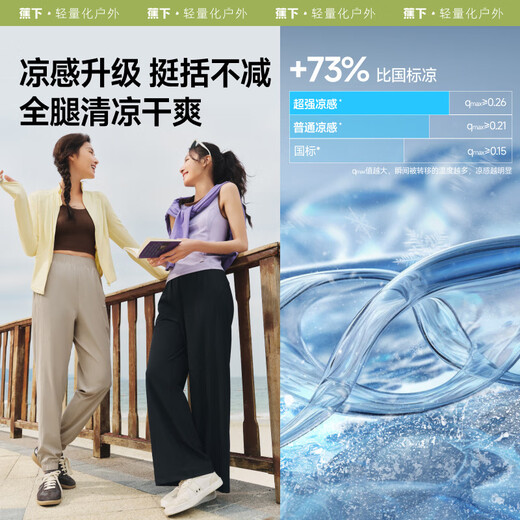 蕉下（beneunder）阔腿裤休闲裤子女士运动冰丝防晒长裤宽松春夏软支撑25新款AL844