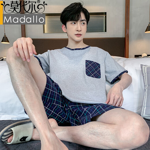 Modal Herren Pyjamas Herren Sommer Baumwolle kurzärmelige Pullover Rundhals plus Fett Plus Größe Home Clothing Sommer Dünner Set HD9934 4xl Männer