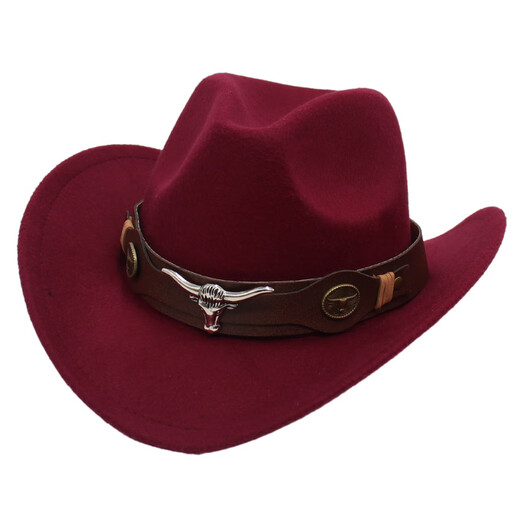 Jiangzi Guoluo Tibetan Top Hat Western Cowboy Hat Cowhead Accessors FIENTO HATO NACIONAL HOMBRA Men y mujeres Brown (vaca denominación marrón) M Adulto (56-58 cm)