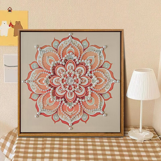 
CLCEY Chinese style Songjin pearl painting DIY material package mother festival event intangible cultural heritage handmade gift high-end decoration painting LL13571 [full color spray painting] send some diamond pen 20*20cm thick solid wood inner frame + beautiful outer frame