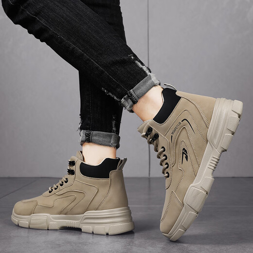 Western Camel (VANCAMEL) men's shoes 2025 spring waterproof wear-resistant work shoes for men's construction site fashion anti-slip trendy shoes thick sole boots 9193 black - Camel official brand official website flagship 39