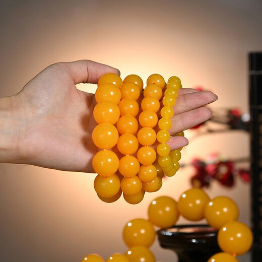 Fat Donglai's same style yellow beeswax bracelet second generation chicken fat amber Buddha beads single circle men's and women's bracelet fashion jewelry 8MM 108 beeswax bracelets