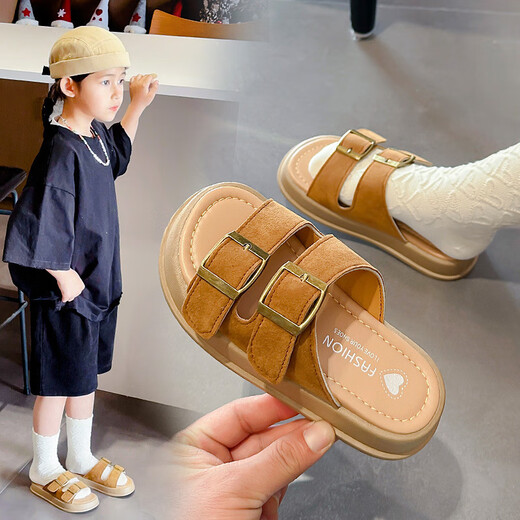 Xianxiu 2025 Summer Children's Slippers Retro Girls Beach Shoes Boy Casual Soft Sond Middle and Big Childre