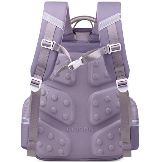 Lebag des élèves de l'école primaire Inventeur Edison Inventeur protège la colonne vertébrale et réduit les éclaboussures de grande capacité à grande capacité et empêche la chute du sac à dos pour enfants 2521-3 Lotus Purple