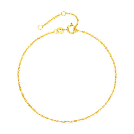 Chow Tai Sang 18K gold bracelet sparkling water ripple bracelet plain chain colored gold chain birthday gift for girls about 0.35g