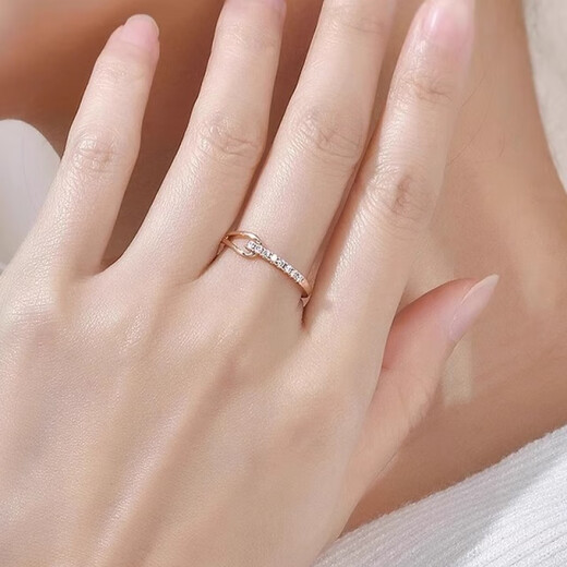 DL 1998 Fat Donglai same style 18k gold ring 18K gold women's Au750 rose gold diamond row ring Dafu tail ring 18K rose gold diamond ring No. 9