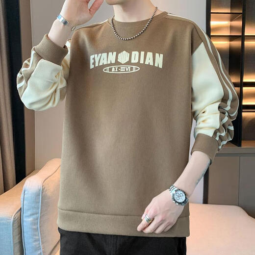 HUALIN FASHION潮流拼接卫衣男士宽松长袖新款休闲恤春秋季青年套头衫 W6167灰蓝 L 110-130斤