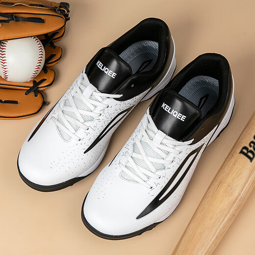 
Kelic baseball shoes professional breathable sports shoes glue nail grip anti-slip training shoes for men and women youth competitions 6108 white and black 41