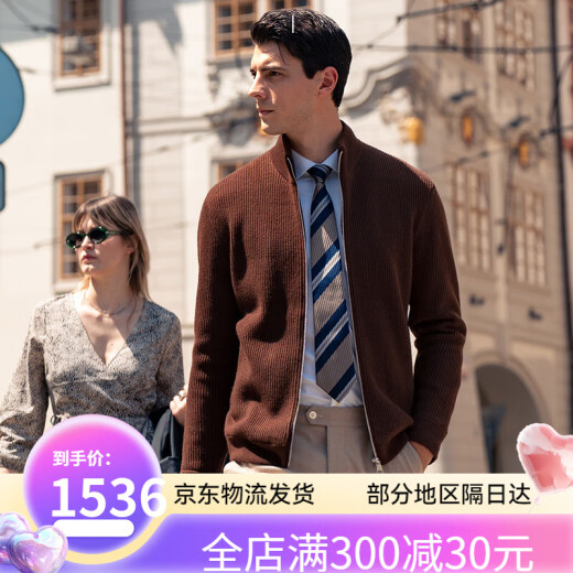 布先生MrBu定制拉链立领羊羔毛开衫秋冬加厚毛衣外套男BT12156 中花灰 均码 m /170