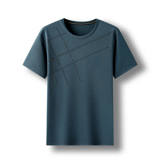 Montagut-Sommerkleidung, mittlere und ältere Sommerrunde Hals kurzärmelige T-Shirt für Männer mittleren Alters, bequeme, atmungsaktiv, kühle und ice Seide Casual Top 691 Navy S 165 (empfohlen 110 Jin [Jin gleich 0,5 kg] oder weniger) oder weniger) oder weniger) oder weniger) oder weniger) oder weniger).