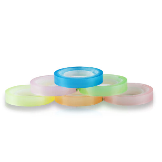 GuangBo Colorful Small Tape Color Separation Easy-Tear Tape Handmade Decorative Transparent Tape Student Stationery Color Random 6 Rolls/Tube 8mm*12mTM-9