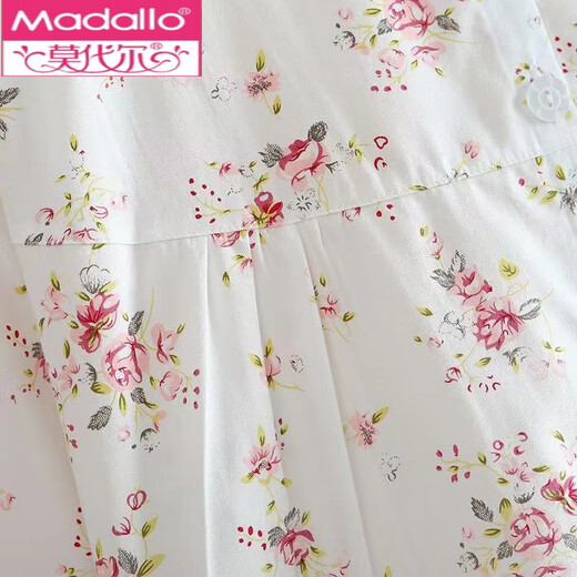 莫代尔全棉斜纹布睡衣女春夏薄款长袖小清新碎花梭织纯棉布睡衣家居服套 蓝色柠檬 6636 M 80-108斤左右