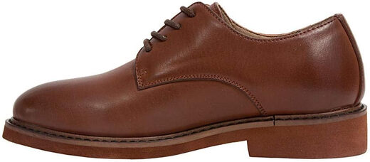 Deer Stags Boys' Leather Shoes College Style Round Toe Oxford Shoes Lightweight Formal Wear Dark Luggage 5.5 Big Kid
