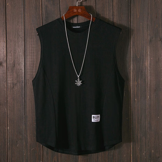 仓石一树仓石一树美式宽松坎肩背心男潮流运动无袖t恤男纯棉篮球健身上衣 白色 L