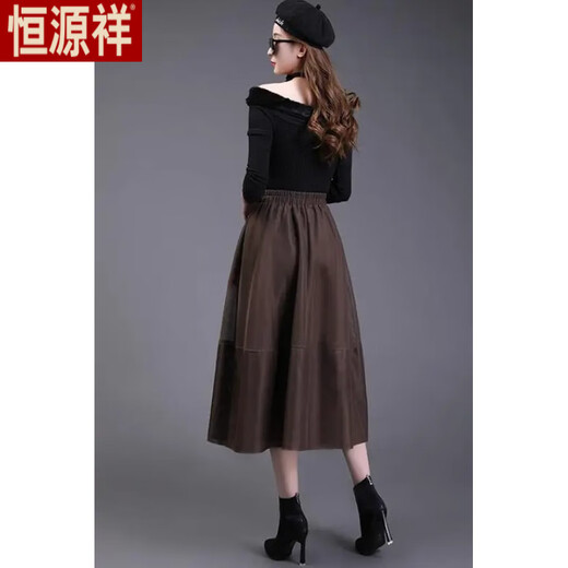 Hengyuanxiang 2025 spring and summer Ougen yarn skirt for women mid-length belly covering A-line flower bud skirt brown pleated mesh skirt brown 9902 single size (95-130Jin[Jin equals 0.5 kg])