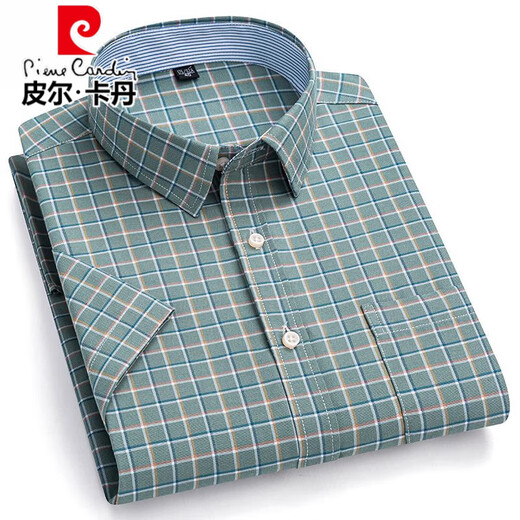 Pier Cardin 100% pure cotton short-sleeved shirt for men in summer Oxford spinning for middle-aged and young people casual and comfortable cotton large-size half-sleeved shirt for cotton short sleeves 1047 M /38[90-110Jin[Jin equals 0.5 kg]]