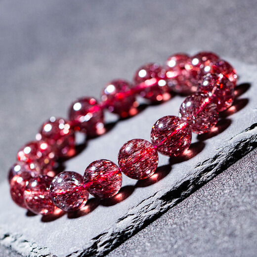 Ouyuan Natural Red Gold Strawberry Crystal Bracelet Super Seven Flower Crystal Women's Shining Diamond Blue Moonlight Tanzanite Tourmaline Strawberry Crystal Bracelet 6mm