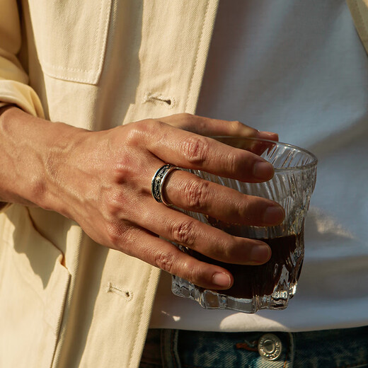 IDEAGEMER sterling silver retro sun ring men's niche gift design high-end personality trend closed ring tail ring retro sun ring