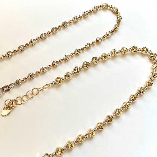 Chishe 18K gold olive bead diamond bracelet vs large and small two-color bouncy bead bracelet plain gold for women, fashionable and versatile, white + light gold