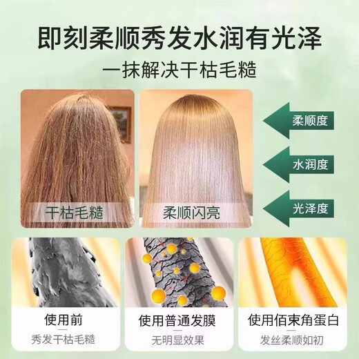 Baishu polipéptido acondicionador de queratina mascarilla para el cabello seca y mejora el frizz, suavidad, permanente, teñido, re-corrección de cabello nutricional 2 botellas 600ml