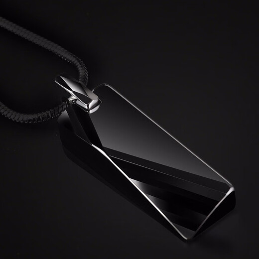 Ostantin tungsten gold pendant necklace, high-end, fashionable and versatile, trendy tungsten steel birthday and Valentine's Day gift for boyfriend and husband, black pendant with chain 50CM