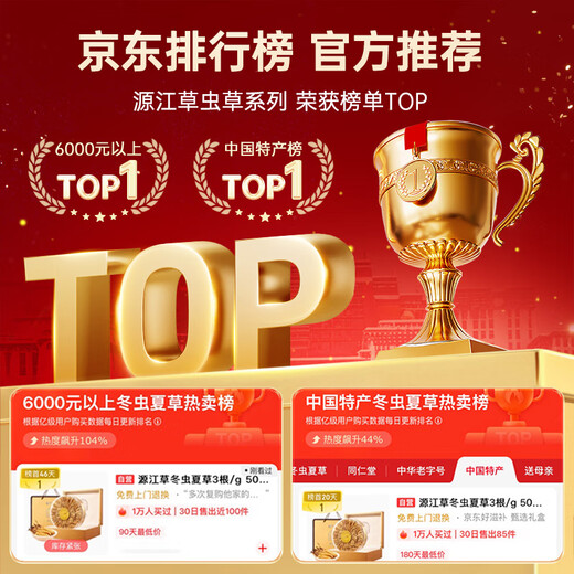 Yuanjiang grass Cordyceps sinensis cordyceps king 2-3 roots/g 50g 125-150 roots. Give gift box gift for elders and parents
