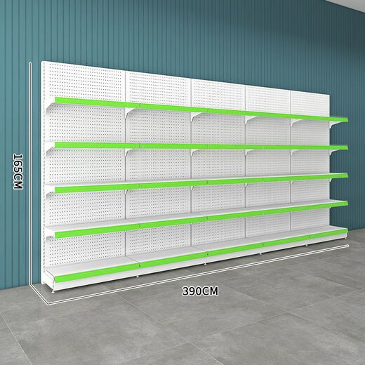 Hole board shelves supermarket floor-standing hole board punch-free convenience store shelves single and double-sided snacks multi-layer fishing gear collection white 5 layers 165 high 2.1 meters long single side