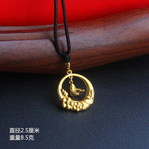 Qiansheng Yuan Lao Phoenix 999 original braided gold-plated rooster pendant 12 zodiac rooster coin necklace Vietnam sand gold male chicken Lao Fengxiang quality