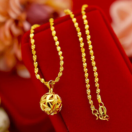 Feng Feili 18K gold-filled necklace women's transfer bead wedding gift versatile for personal use transfer bead pendant + necklace with exquisite gift box