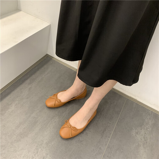S.SOFEA仙女风豆豆鞋舒适软底平跟单鞋女性春季 683-10黑色 39