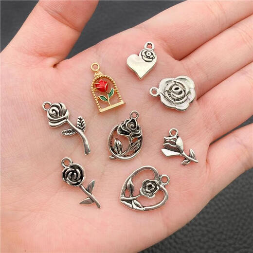 
DIY jewelry accessories rose flower oil drop oil alloy earring bracelet necklace keychain pendant pendant manufacturer 1 black rose 20x30mm-4g-16852