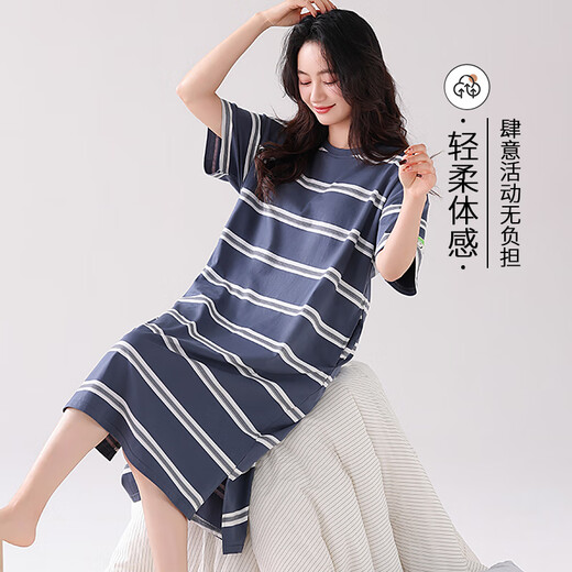莫代尔睡裙女款夏季短袖睡衣裙2025年新款夏天薄款孕妇夏款连衣裙 ZH14101 2XL (175)