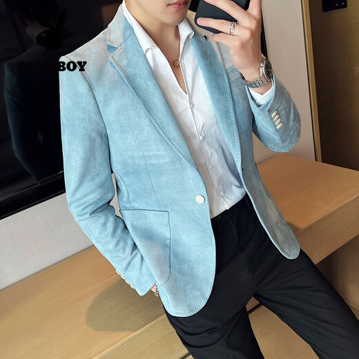 Playboy (Playboy) Slim Suit для мужского осеннего и зимнего замшевого костюма Британская маркировка 9929 Grey M подходит для 115 Jin [Jin равно 0,5 кг]