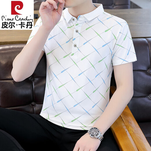 Pierre Cardin 2025 Summer Nuevo delgado y relajable cómodo, cómodo 2025 camisa de verano, de manga corta, insulto F9226 M Negro M