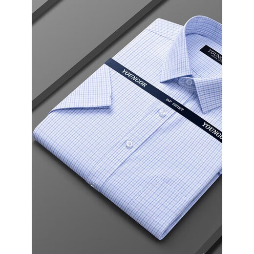 Yager Flaggschiff Offizielles Geschäft mit kurzärärmigem Hemd 2025 Herren Sommer New Business Casual Professional Professional Formal Kee ohne Bügeln und Anti-Falten-Weiß [weißer und blaues Dreieckstar] DX6636 38 100-120