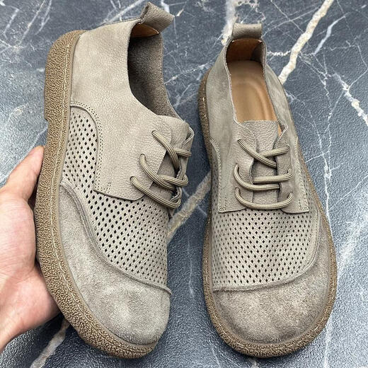 Binping Amber Fashion Pavilion Top Layer Cowhide Men's Shoes Mension's, Большой туфли на пальцах ноги, выдолбленная дышащая мягкая подошва, не скользящая повседневная кожаная обувь, khaki_po9901 44