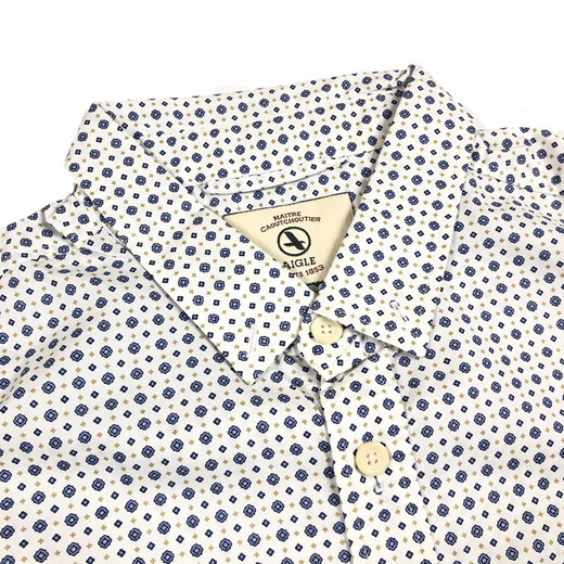 AIGLE2025 Sommer Neues französisches Shirt Herrengeschäft Outdoor Business Casual Printed Shirt Bubble Blue N4877 M