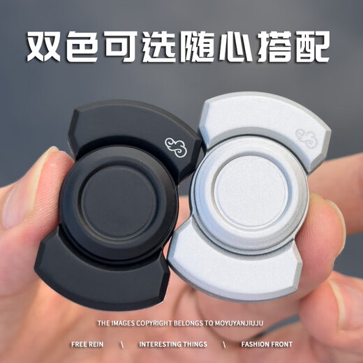 EDC decompression toy stainless steel three-in-one fingertip spinner snap coin finger decompression artifact telegraph clip push card light gray