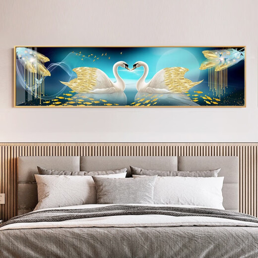 MEI'AN HOME DEL HOME DISTORA DEL BARDILLO DEL BARRIDO Light Luxury Dormitorio principal Pintura colgante de la pared Mural Swan 2024 Nuevo estilo WS1047 Soporte mutuo 50*200 cm Tamaño de lujo de más de 2 metros cama o invitado