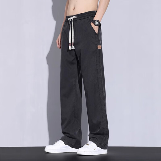 LEE KIDS天丝休闲裤男生夏季薄款潮牌宽松垂顺直筒裤2025新款阔腿长裤子男 1048蓝色 M 【90-110斤】