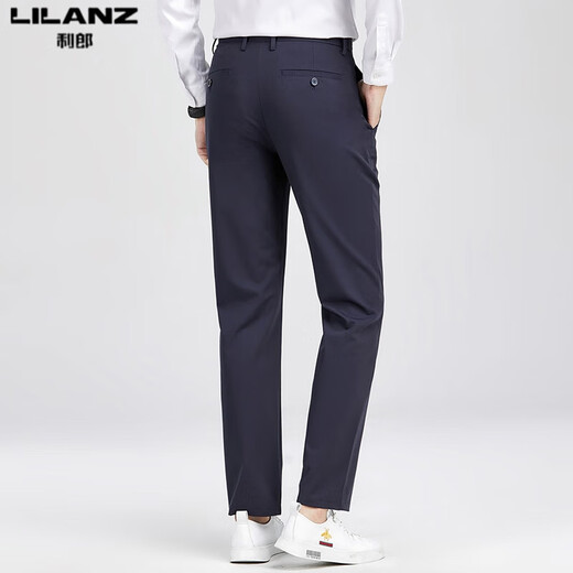 Lilang Herren Casual Hosen Mulberry Silk Sommer Neugeschäftshose Anti-Falten-Hose, ohne lange Hosen Trendy Grey H9896 35 zu bügeln