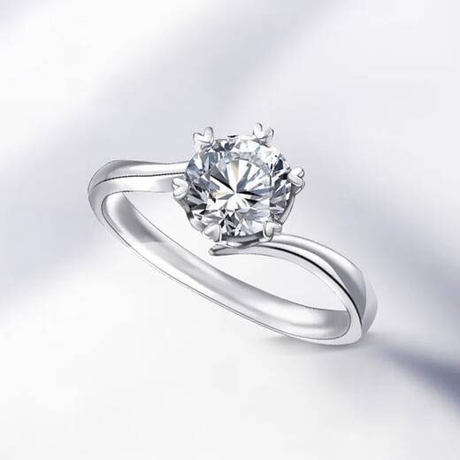 Zhou Taisheng's arm-twisting female ring, wedding ring, proposal, engagement gift, exquisite box, platinum snowflake arm-twisting female ring, No. 18, 50 minutes of silence